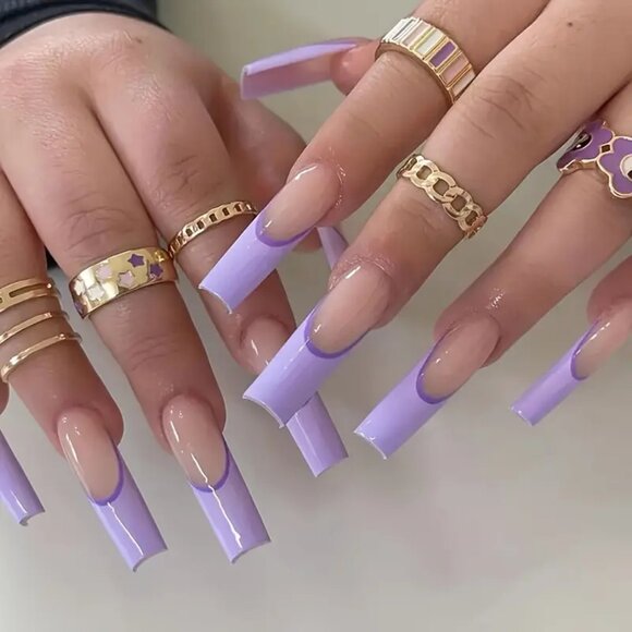 Other - 24pcs Press-On Nail Tips Set, Pre-Designed Gradient Color, Sweet & Fresh Style